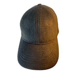 Crown Cap Wool Strapback Hat Black Leather Strap Clean